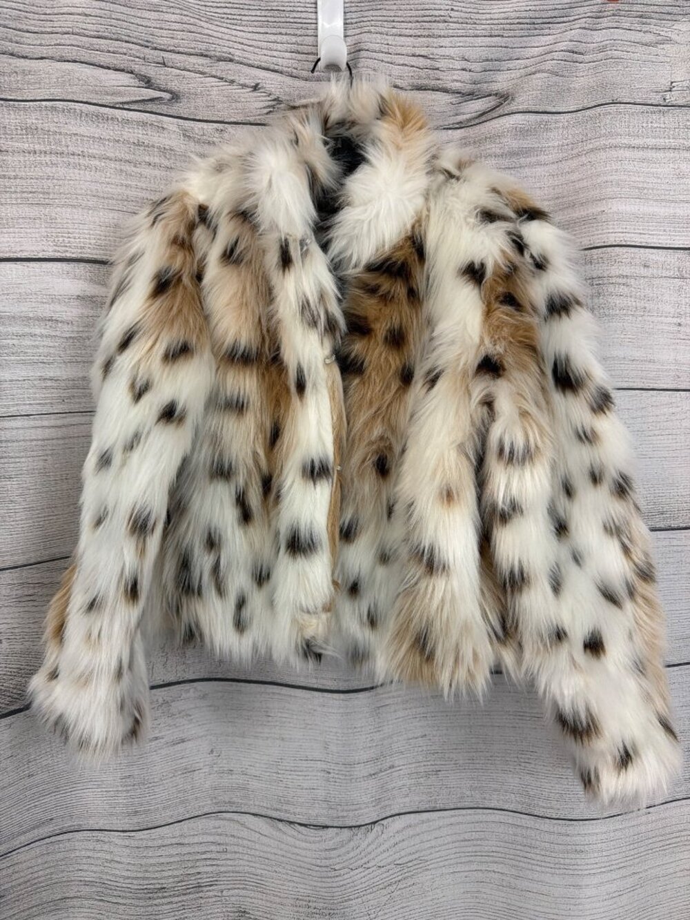 Leopard Print Faux Fur Jacket Size S